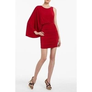 NWT BCBGMAXAZRIA VENUS Elegant Scarlet One-Shoulder Cocktail Dress